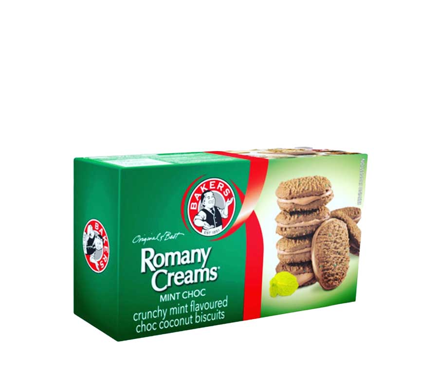 Bakers Romany Creams Mint Choc, 200g – Zim Tuckshop paCanada